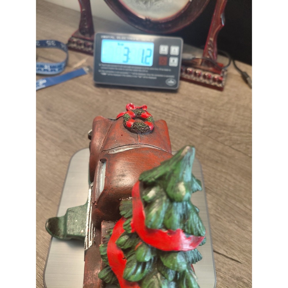Decorative Resin Truck with Christmas Tree Stocking Hanger, Red Green Brown - Picture 3 of 6